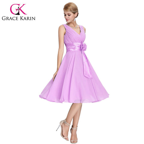 Grace Karin Bridesmaid Dresses Knee Length Short Formal Party dress - ladies Shapewear 