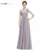 Cheap Long Evening Dresses Flowers One Shoulder Chiffon Padded - ladies Shapewear 