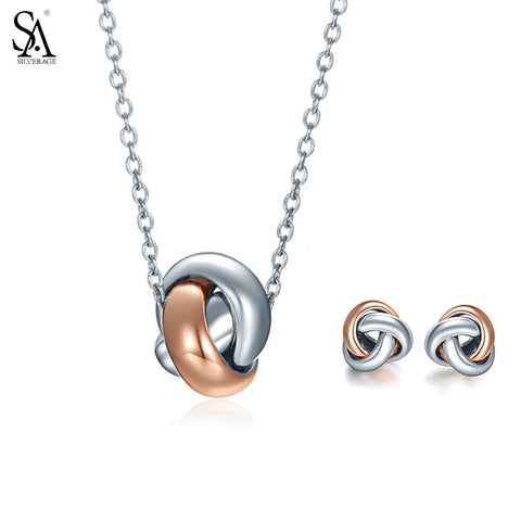 Sterling Silver Jewelry Sets for Women Necklaces Pendants Stud Earrings - ladies Shapewear 