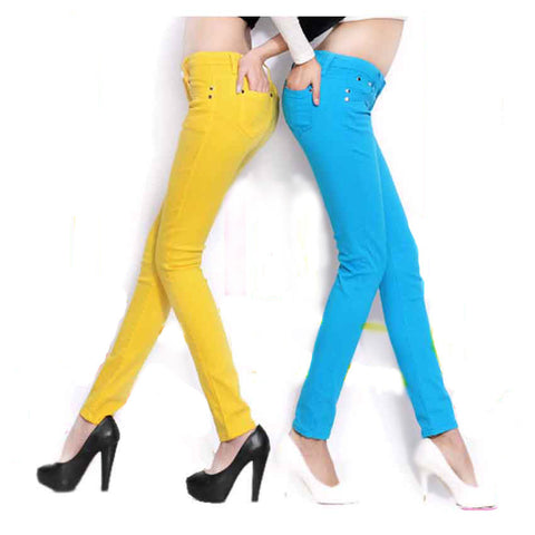 Hot sale Female Casual Slim long jeans Candy-colors Pencil Pants - ladies Shapewear 
