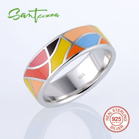 Silver Rings for Women Lord of the Ring HANDMADE Colorful Enamel Ring - ladies Shapewear 