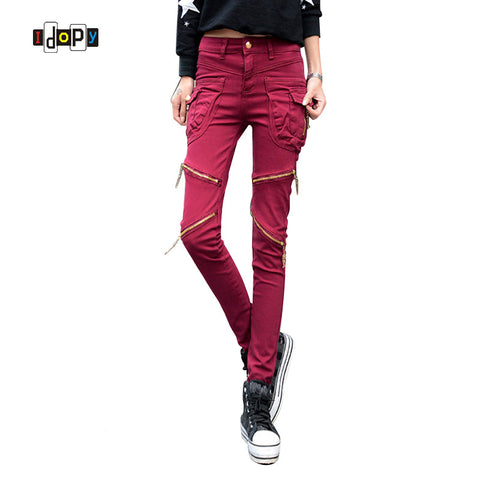 New Punk Style Women Jeans With Zippers Skinny Slim Fit Pencil Denim Pants - ladies Shapewear 