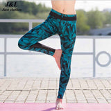 New! Blue Feather Print Leggings - ladies Shapewear 