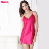 Solid Satin Chiffon Women Nightgowns - ladies Shapewear 
