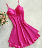 Women Sexy Silk Satin Night Gown Sleeveless Nightdress - ladies Shapewear 