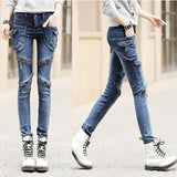 New Punk Style Women Jeans With Zippers Skinny Slim Fit Pencil Denim Pants - ladies Shapewear 