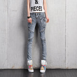 New Punk Style Women Jeans With Zippers Skinny Slim Fit Pencil Denim Pants - ladies Shapewear 