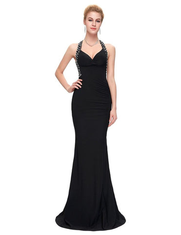 Evening Dress Grace Karin Backless Blue Red Slim-line Sexy Bodycon - ladies Shapewear 