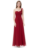 Cheap Long Evening Dresses Flowers One Shoulder Chiffon Padded - ladies Shapewear 
