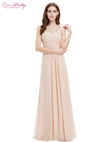 Cheap Long Evening Dresses Flowers One Shoulder Chiffon Padded - ladies Shapewear 