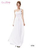 Cheap Long Evening Dresses Flowers One Shoulder Chiffon Padded - ladies Shapewear 