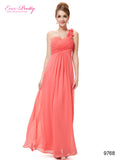 Cheap Long Evening Dresses Flowers One Shoulder Chiffon Padded - ladies Shapewear 