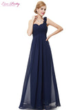 Cheap Long Evening Dresses Flowers One Shoulder Chiffon Padded - ladies Shapewear 