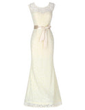 Kate Kasin Mermaid Evening Dresses with Belt Long Bride Dress - ladies Shapewear 