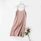 100% pure silk nightgowns women Sexy sleepwear Very light SILK nightdress - ladies Shapewear 