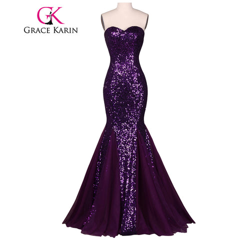 Grace Karin Sequin Long Evening Dress High Quality - ladies Shapewear 