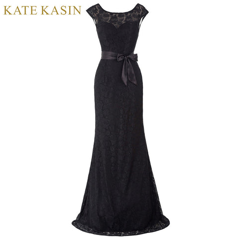 Kate Kasin Mermaid Evening Dresses with Belt Long Bride Dress - ladies Shapewear 