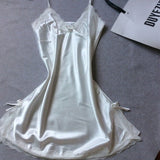 Ladies Sexy Silk Satin Night Dress Sleeveless Nighties - ladies Shapewear 