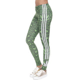 Fashion Stretch Leggings Weeds White Stripes Printing Fitness legging - ladies Shapewear 