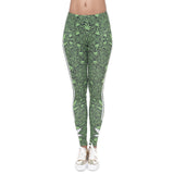 Fashion Stretch Leggings Weeds White Stripes Printing Fitness legging - ladies Shapewear 