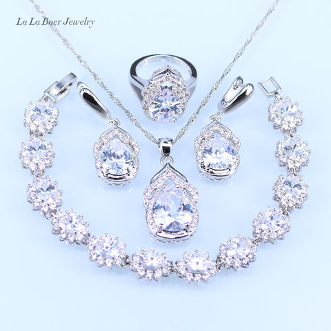L&B Australia Crystal Water Drop silver Jewelry Sets - ladies Shapewear 