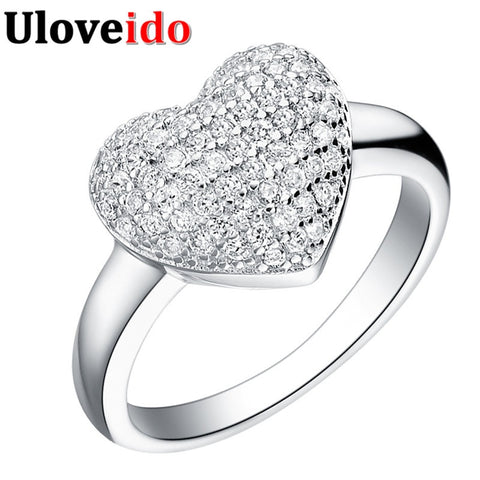 Ring Heart Jewelry Silver Plated Rings for Women Wedding - ladies Shapewear 