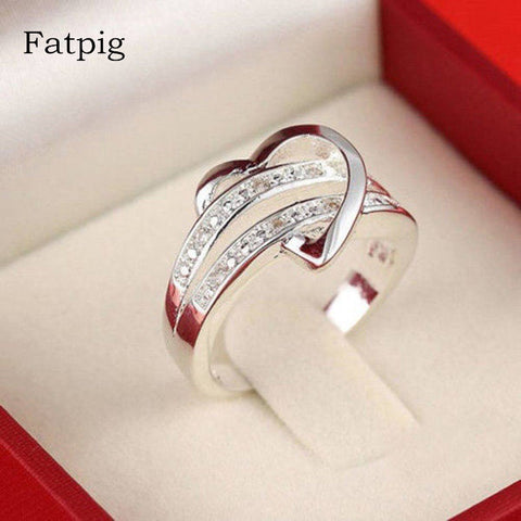 New Fatpig Brand Luxury Bling Stone Heart Wedding Ring - ladies Shapewear 