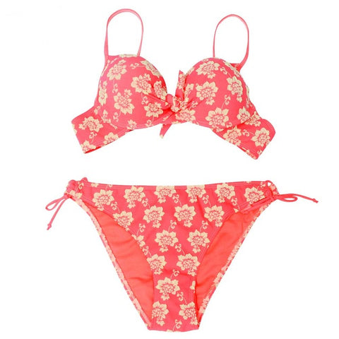 High Quality Floral Embroidery Sexy Big Breasted Women Bikini Swimwear - ladies Shapewear 