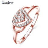 Beagloer Two-Tone Connected Rose Gold/Silver Color Love Heart Wedding Ring - ladies Shapewear 