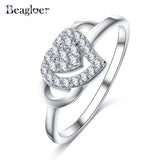 Beagloer Two-Tone Connected Rose Gold/Silver Color Love Heart Wedding Ring - ladies Shapewear 