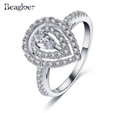 Beagloer Two-Tone Connected Rose Gold/Silver Color Love Heart Wedding Ring - ladies Shapewear 