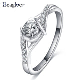 Beagloer Two-Tone Connected Rose Gold/Silver Color Love Heart Wedding Ring - ladies Shapewear 