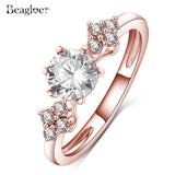 Beagloer Two-Tone Connected Rose Gold/Silver Color Love Heart Wedding Ring - ladies Shapewear 