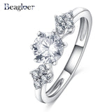 Beagloer Two-Tone Connected Rose Gold/Silver Color Love Heart Wedding Ring - ladies Shapewear 