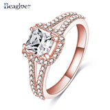 Beagloer Two-Tone Connected Rose Gold/Silver Color Love Heart Wedding Ring - ladies Shapewear 