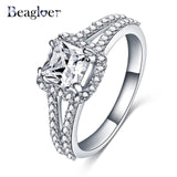 Beagloer Two-Tone Connected Rose Gold/Silver Color Love Heart Wedding Ring - ladies Shapewear 