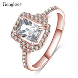 Beagloer Two-Tone Connected Rose Gold/Silver Color Love Heart Wedding Ring - ladies Shapewear 