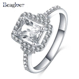 Beagloer Two-Tone Connected Rose Gold/Silver Color Love Heart Wedding Ring - ladies Shapewear 