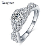 Beagloer Two-Tone Connected Rose Gold/Silver Color Love Heart Wedding Ring - ladies Shapewear 