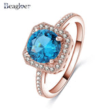 Beagloer Two-Tone Connected Rose Gold/Silver Color Love Heart Wedding Ring - ladies Shapewear 