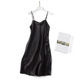 100% REAL silk nightgowns women Sexy Spaghetti Strap sleepdress - ladies Shapewear 