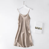 100% REAL silk nightgowns women Sexy Spaghetti Strap sleepdress - ladies Shapewear 