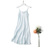 100% REAL silk nightgowns women Sexy Spaghetti Strap sleepdress - ladies Shapewear 