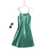100% REAL silk nightgowns women Sexy Spaghetti Strap sleepdress - ladies Shapewear 