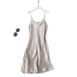 100% REAL silk nightgowns women Sexy Spaghetti Strap sleepdress - ladies Shapewear 
