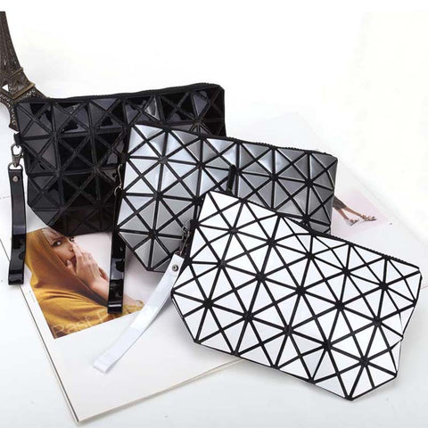 Fashion geometric triangle rhombus fold over square mosaic clutch - ladies Shapewear 
