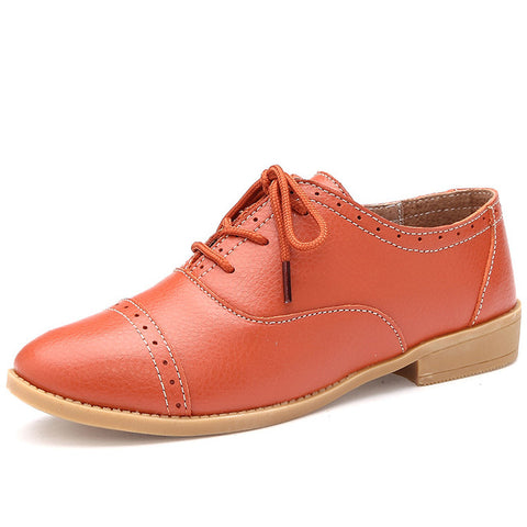 Designer Summer Oxford Genuine Leather Women Flats Shoes - ladies Shapewear 