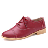 Designer Summer Oxford Genuine Leather Women Flats Shoes - ladies Shapewear 