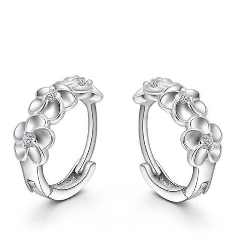 Sterling Silver Earring Woven Flowers Shape Hoop Earrings - ladies Shapewear 