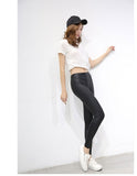 Faux Leather Leggings Navy Blue Sexy Women Leggins - ladies Shapewear 
